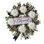 Fleurs artificielles et couronne d'eucalyptus pour porte d'entrée - 19,7 pouces faux dahlia faux eucalyptus avec signe béni, couronne de plante résistante aux rayons UV pour la maison foyer mural décor de ferme