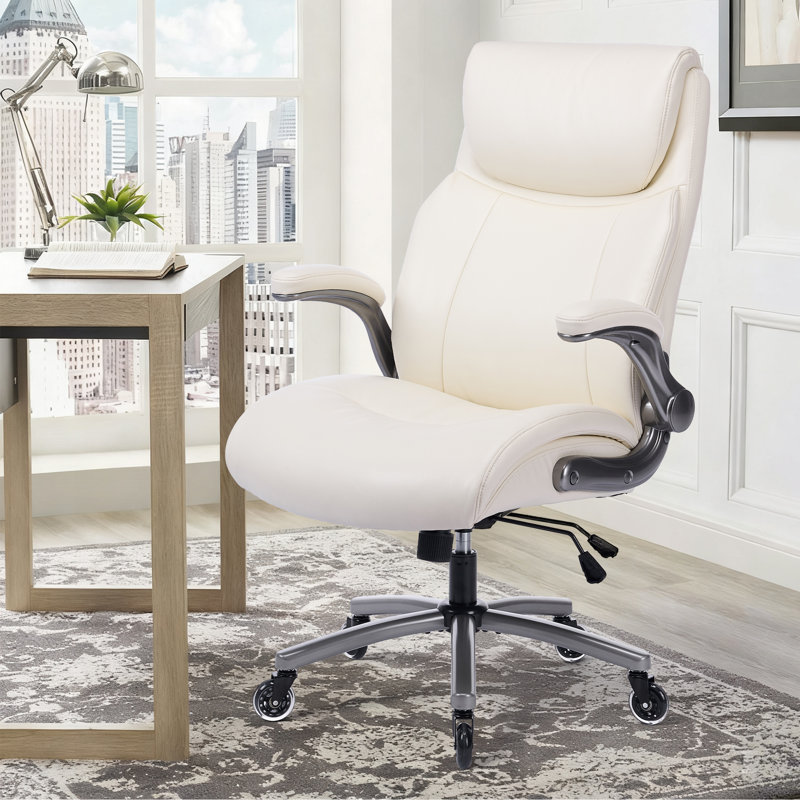 Modern Upholstered Swivel Office Chair, Beige