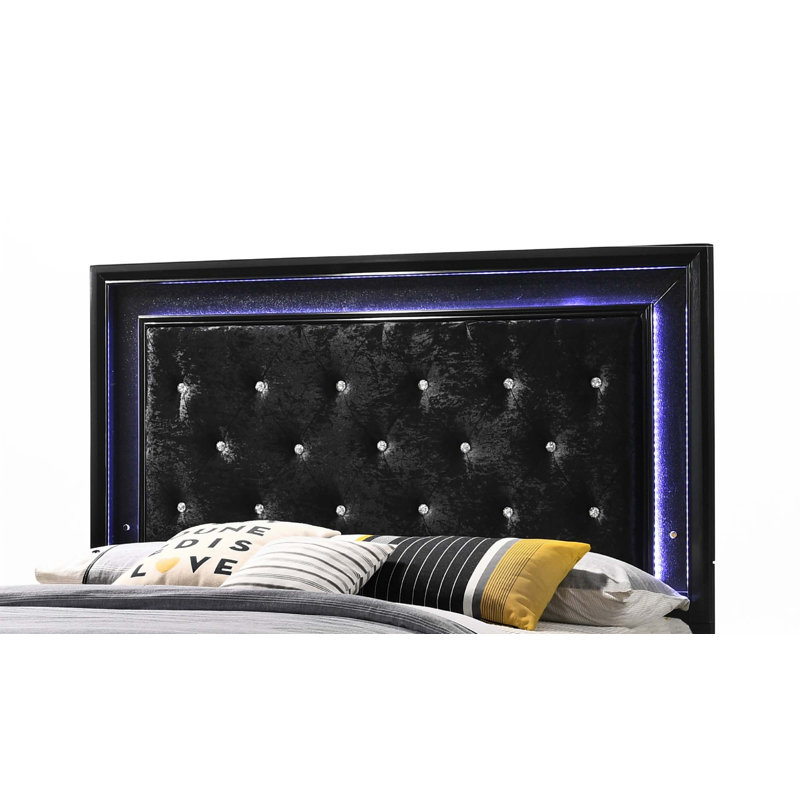 Lit à panneau tapissier 1pc (seulement lit), Noir, Très grand