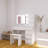 Makeup Vanity Desk Set with Mirror, Lights, and Storage with Power Strip