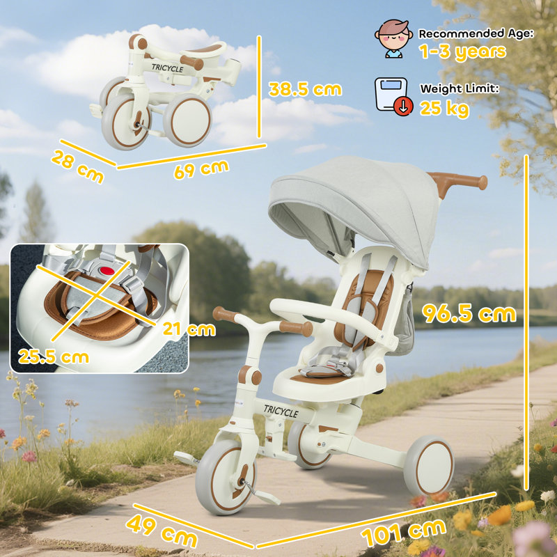 Zoomie Kids Push/Pull Ride On, Cream