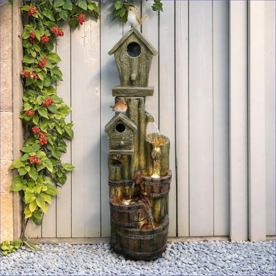 Fontaine de jardin d'oiseaux 39,3 "Fountains, pour jardin sur le balcon de la cour | Résine | Brun clair