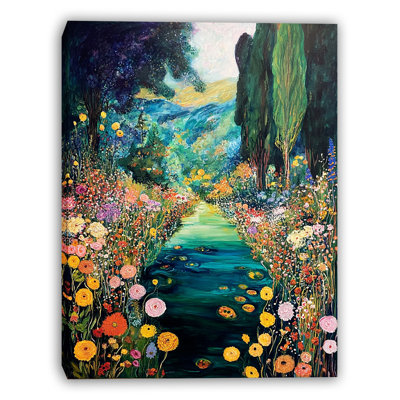 Blooming River Passage Wrapped Canvas Wall Art