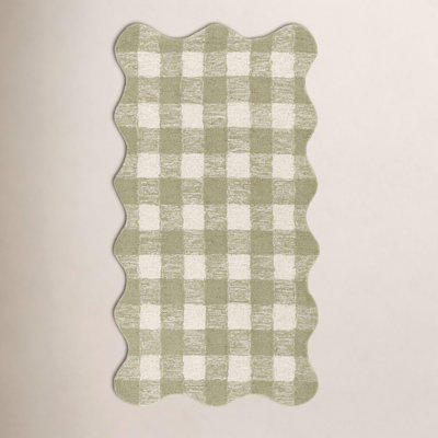 Lola Green Hand-Tufted Plaid Wool Rug
