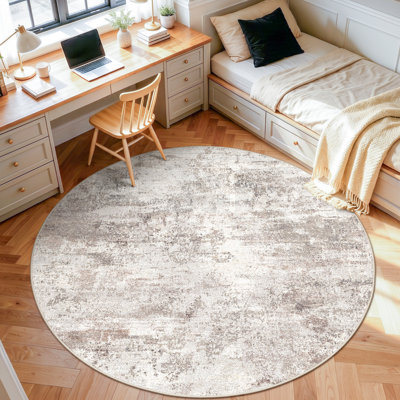Washable Abstract Area Rug - Rugs for Living Room Large Non Slip Indoor Entryway Rubber Backing Carpet Bedroom Kitchen Distressed Stain Resistant Floor Decor Mat Machine Washable Brown