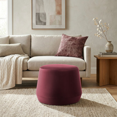 Grasmere 24" Wide Velvet Ottoman Plum