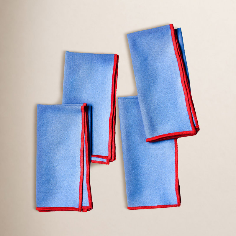 Cotton Blend Napkin, French Blue/Red