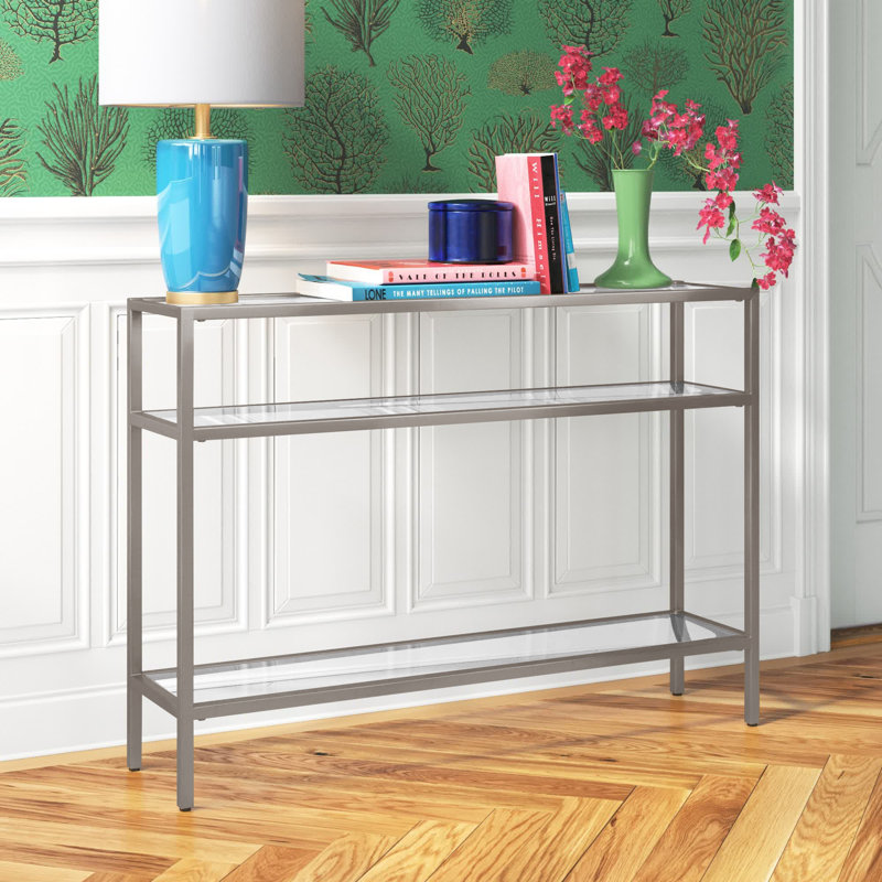 Ceno glass top chrome console table