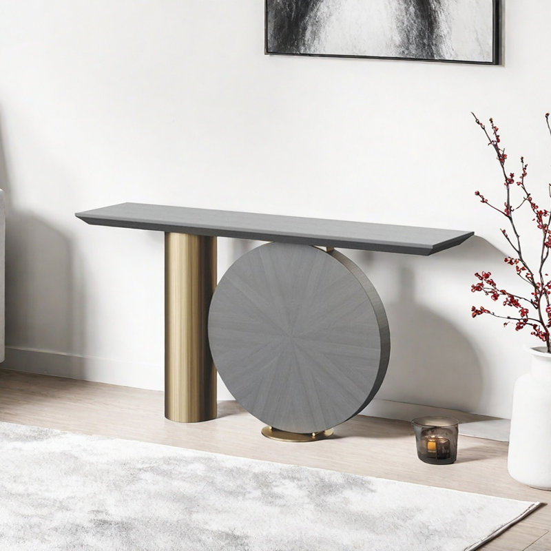 Console Modern Luxury Art, Doré, H 30,71 po x l 55,12 po x P 13,78 po, Gris