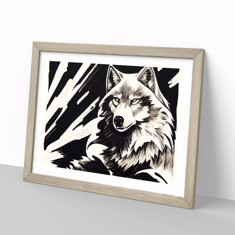 Wolf - Framed Print, 46cm H x 64cm W, Oak Framed