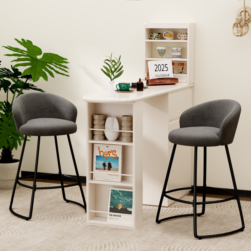 Upholstered Counter Stool With Metal Frame, Gray, Bar Stool (30" Seat Height)