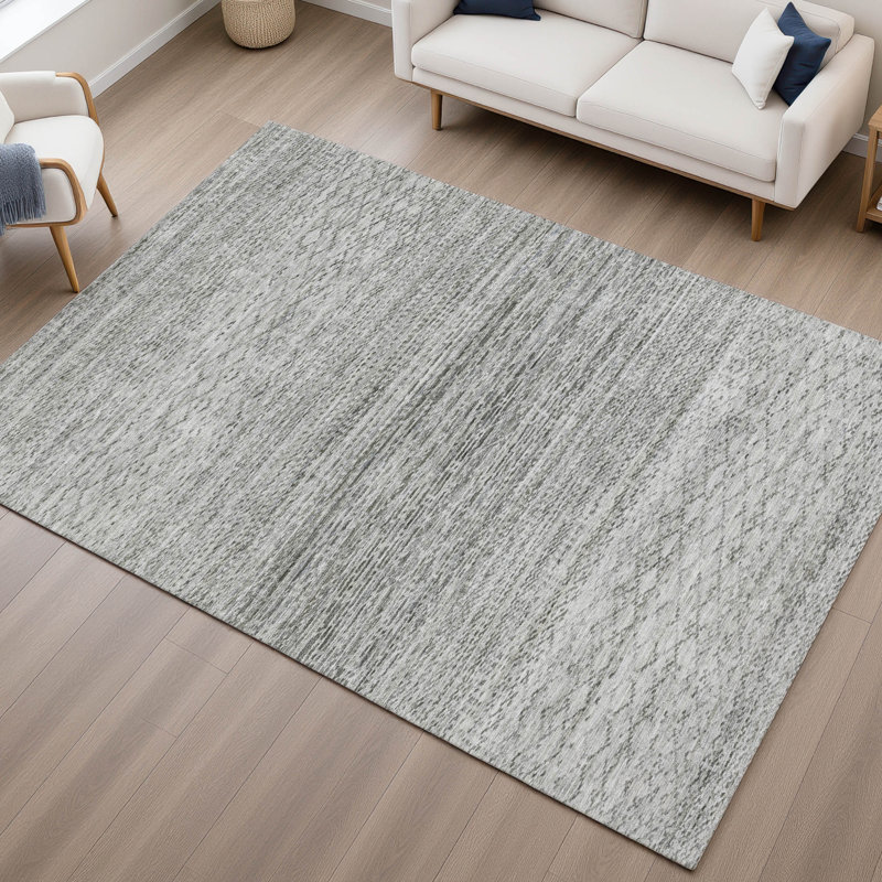 Premium Machine Washable Mayfield AMF2150 Striped Rug, Gray, Rectangle 10' x 14'