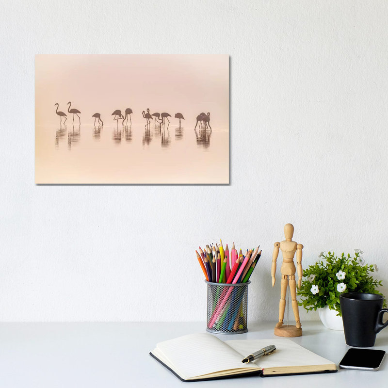 Flamingos In The Mist by Jeffrey C. Sink - Wrapped Canvas Print, 20.32cm H x 30.48cm W x 1.91cm D