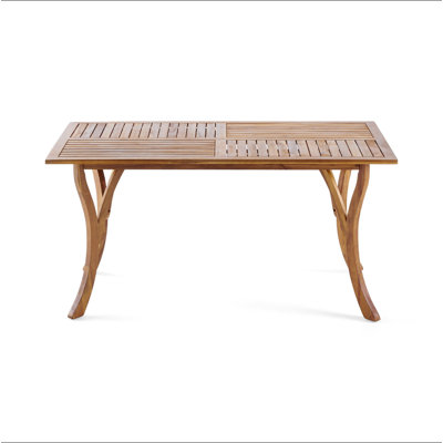 Table de salle à manger d'extérieur rectangulaire en bois massif 59 pouces, finition teck