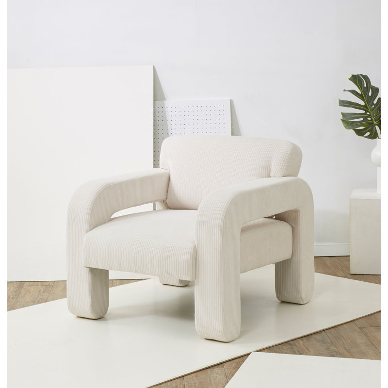 Fauteuil de 32,3 po de large Hiten, Polyester crème
