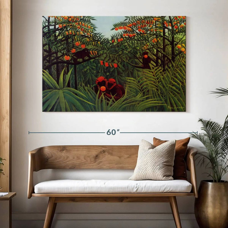 Singes dans la forêt, H 34 po x l 51 po
