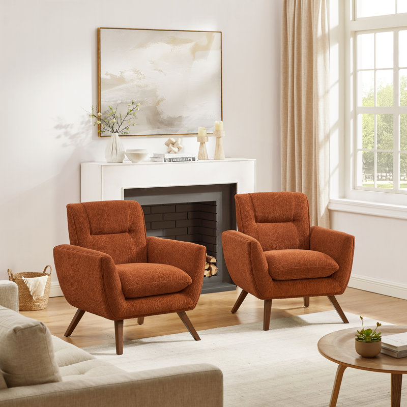 Robertia Tufted Upholstered Armchair, Orange Fabric