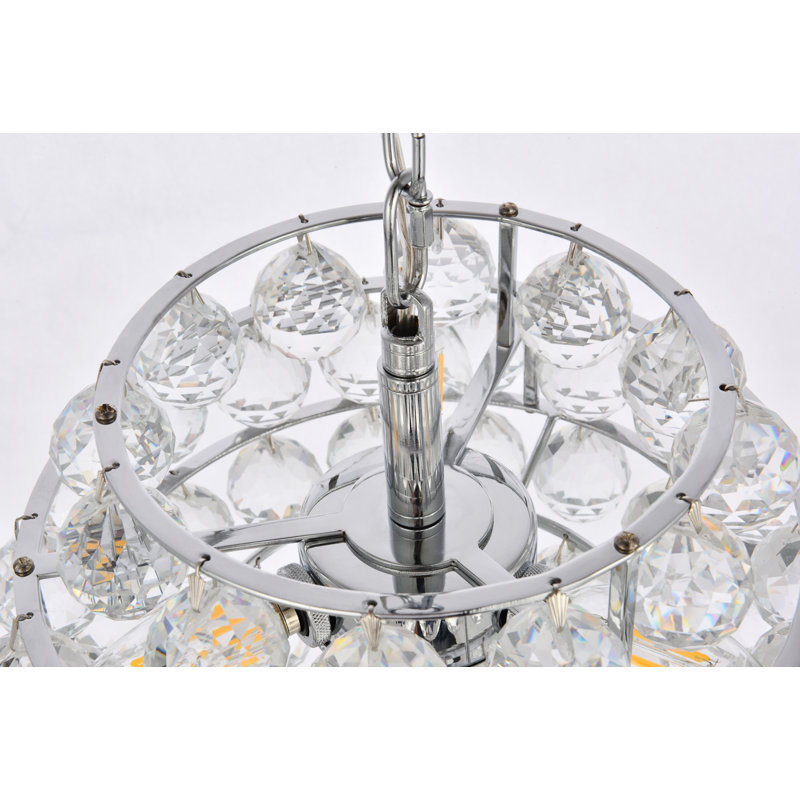 Luminaire suspendu à niveaux unique à 3 lumières avec détails en cristal Kieron, H 72 po x l 12 po x P 12 po, Chrome