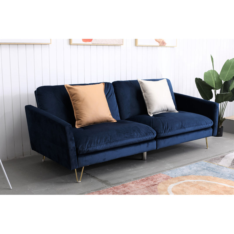 Odysseus 3 Seater Velvet Sleeper, Blue