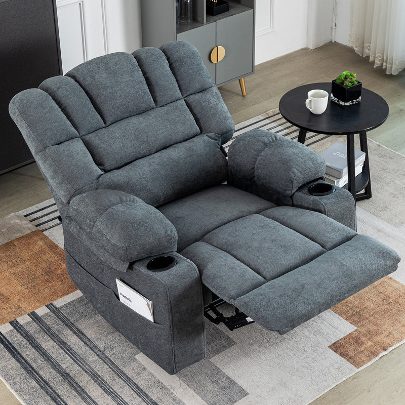 Fauteuil inclinable avec massage et vibration chauffante, Tissu gris