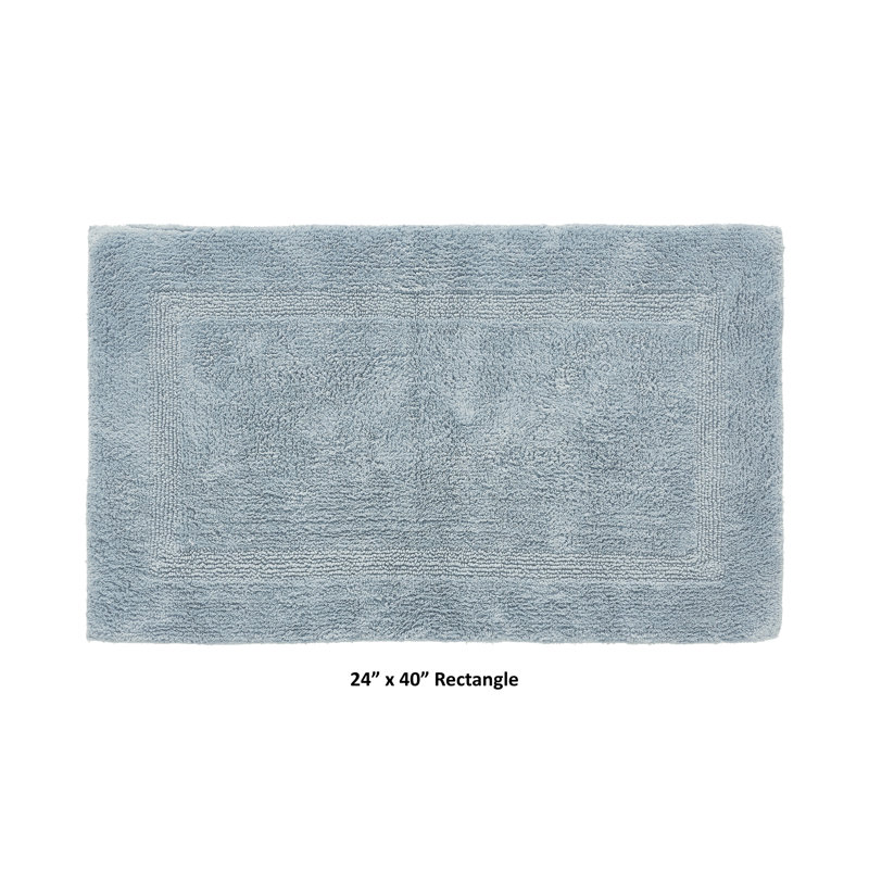 Rozanne Reversible Cotton Bath Rug, Blue, 24" x 40" Rectangle