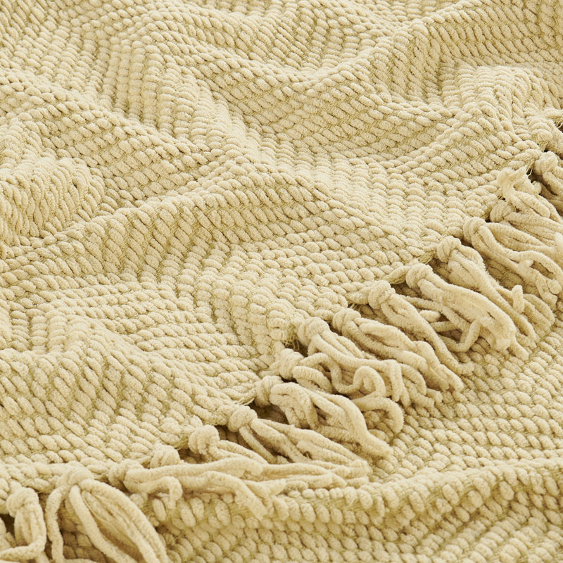 Jeté en tricot de tweed, Brun clair, 50 po x 60 po