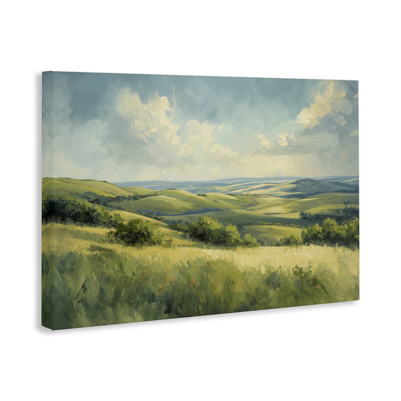  «Rolling Emerald Horizon», art mural sur toile par Gina Kelly, H 20 po x l 30 po
