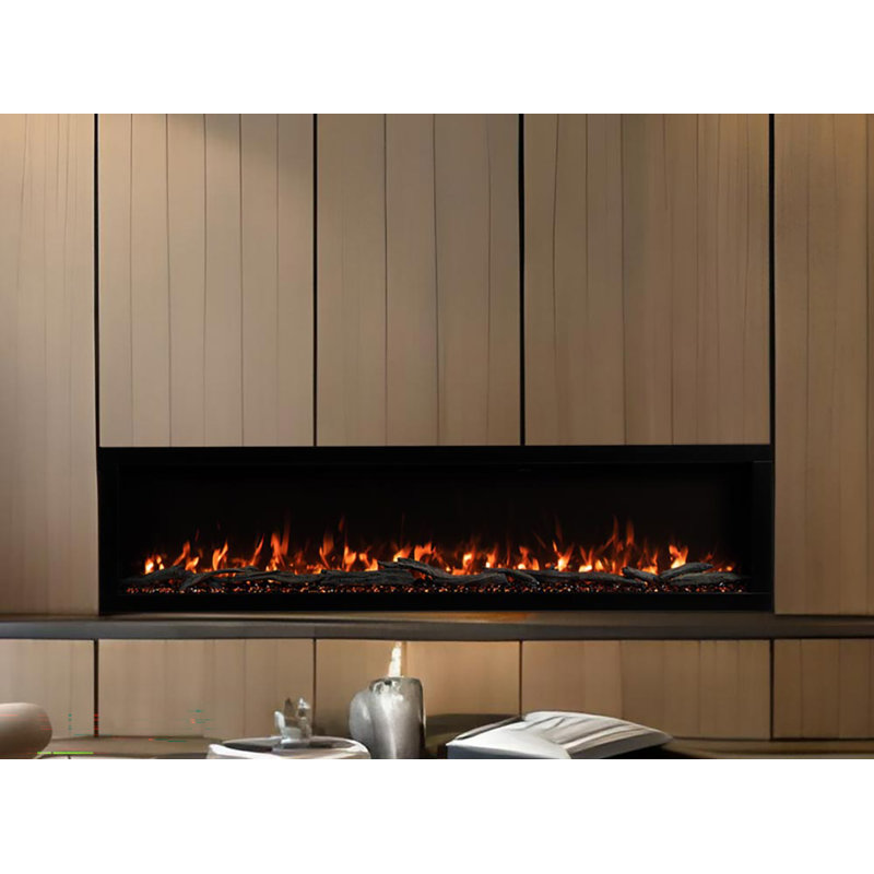 Highmark 84" Recessed or Wall Mounted Electric Fireplace Heater, 10 Flame Colors, Google & Alexa Compatible, Logs & Crystals, Remote Control