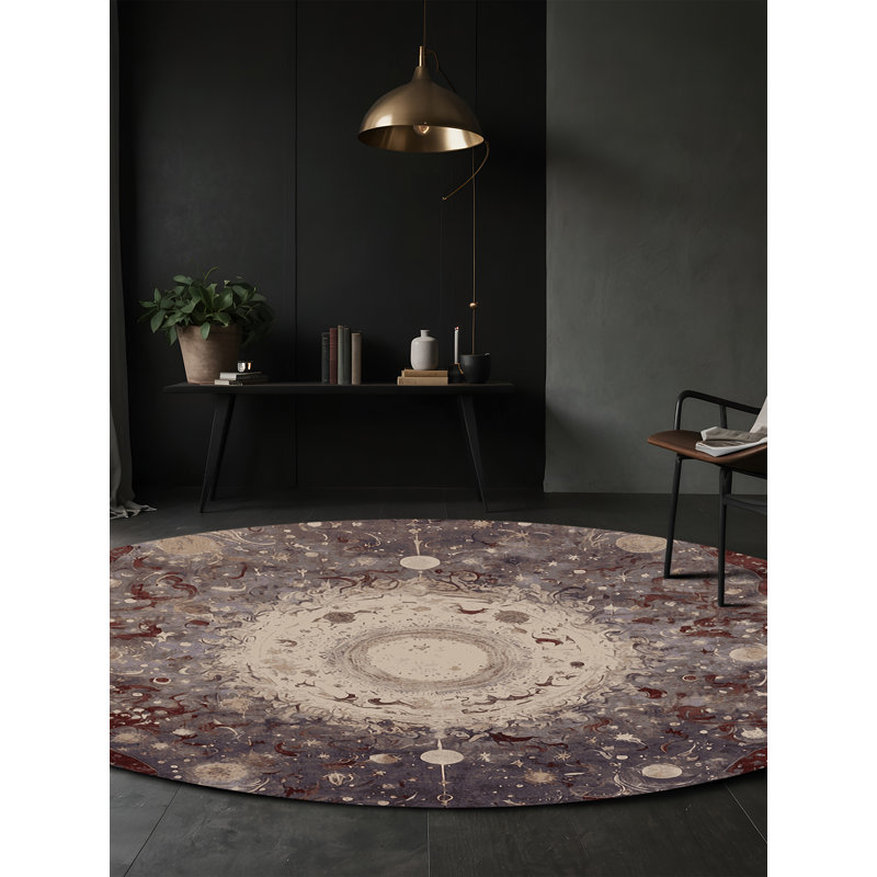Tapis gris lavable à la machine, Rond 3 pi