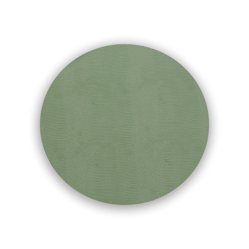 Green and Gray Vinyl Snakeskin Round Placemats, Set of 4