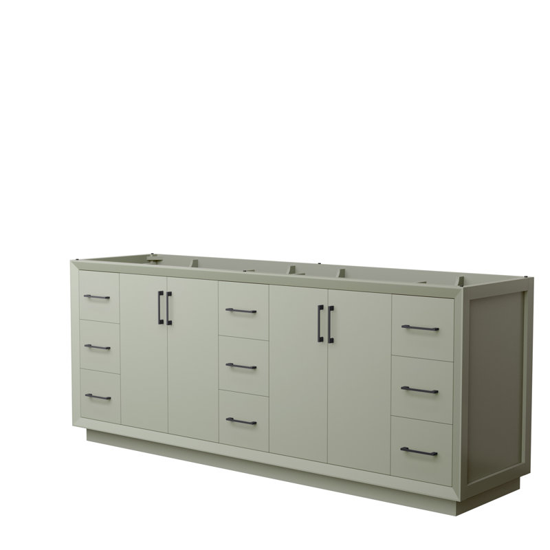 Strada 83.25'' Double Bathroom Vanity Base Only, Light Green/Black