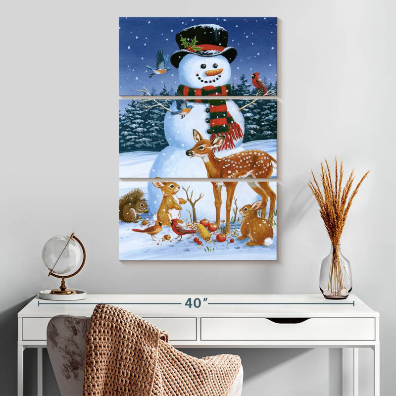 Bonhomme de neige Lelend avec des amis, H 32 po x l 20 po