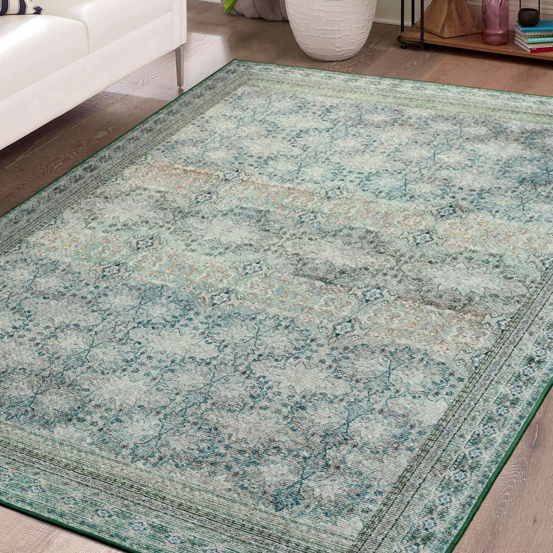 Tapis décoratif lavable de style bohémien rétro pour le salon, la chambre à coucher, antidérapant et durable, 6 pi x 9 pi