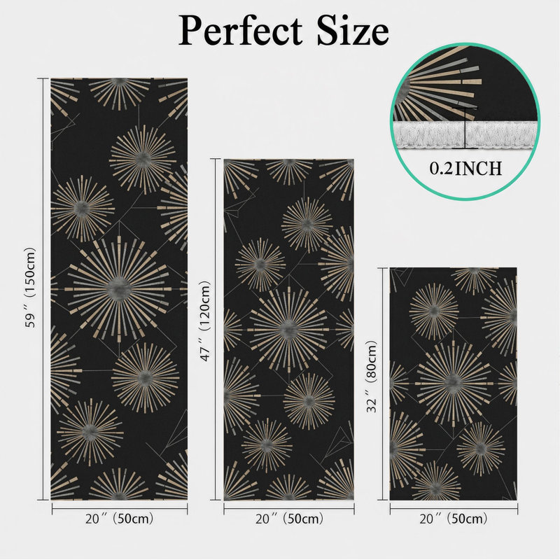 Dandelion Burst Non-Slip Washable Kitchen Mats