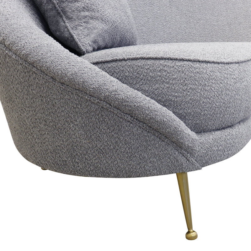 Canapé incurvé à accoudoirs évasés Luna, Mélange de polyester gris