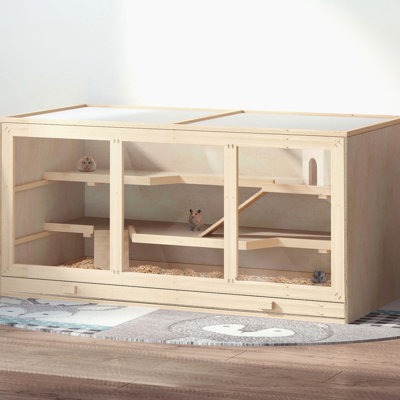 Large Hamster Cage From . Wooden Structure With Opening Roof. Suitable For Various Small Animals. 22.5"w X 21.75"h Animal Cage. Extra Habitat Ramps. And Secure. 22.21"h