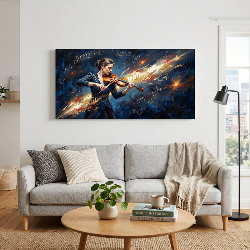 «Music Violin», reproduction d'art sur toile, ensemble de 1, L 46 po x H 24 po, Toile tendue