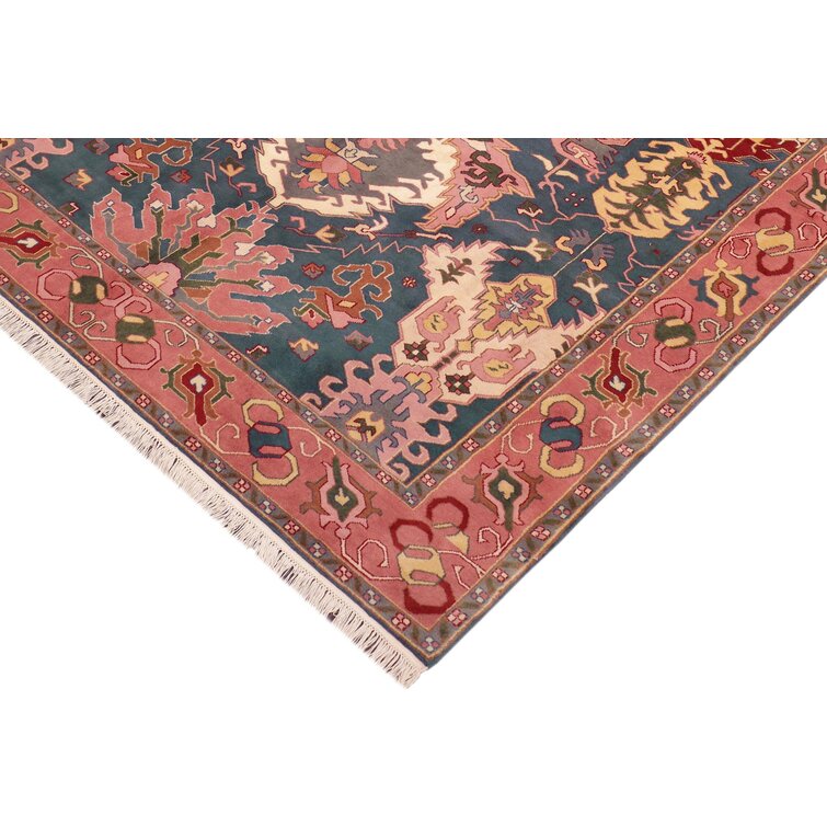 Oriental Handmade Hand-Knotted Rectangle 8'4'' x 10'3'' Wool Area Rug in  Light Pink/Gray/Red