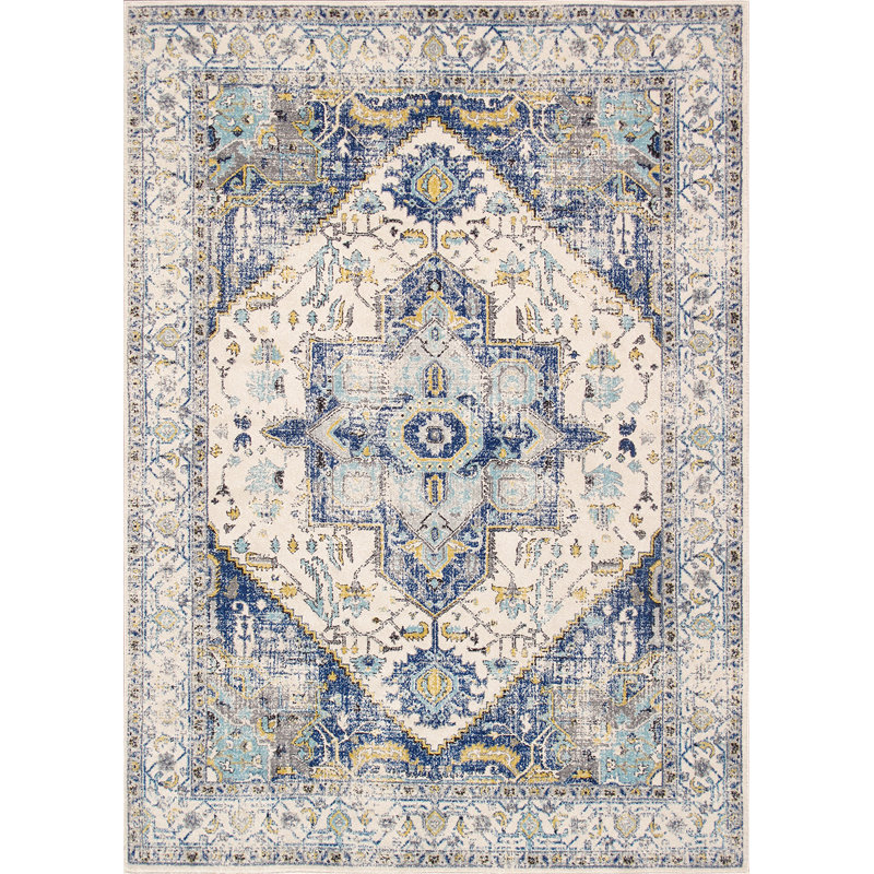 Turkish Chelsea Ivory Area Rug, Rectangle 6'7" x 9'