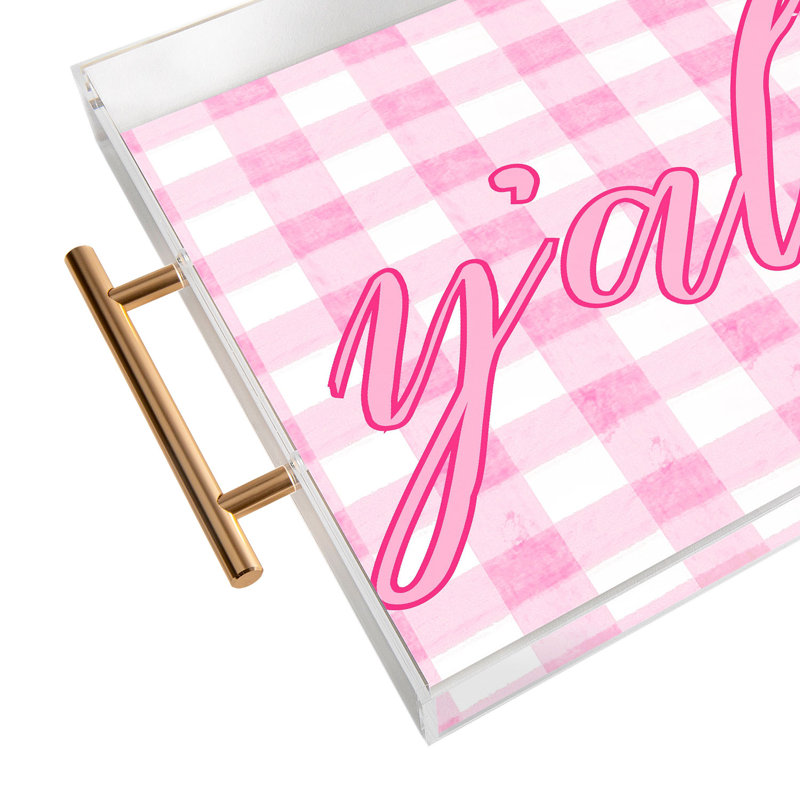 ciaojessa yall gingham Acrylic Tray, Pink