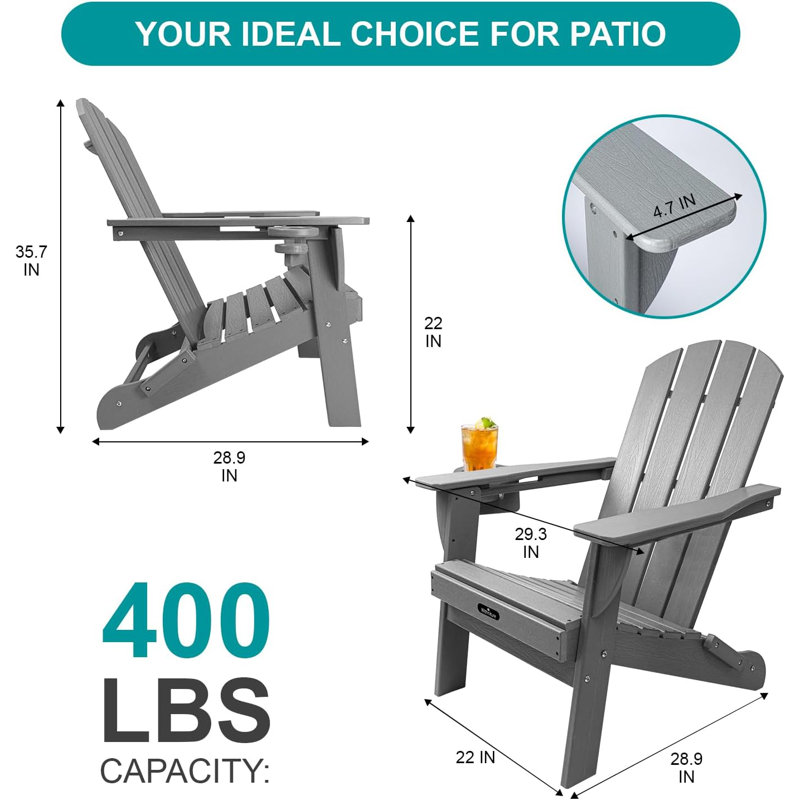 Weather-resistant Foldable Outdoor Adirondack Chair