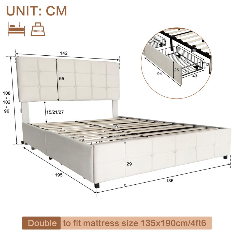 Storage Bed, Beige