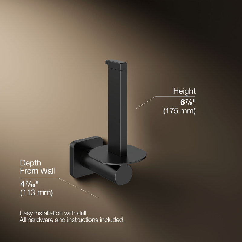 Parallel Vertical Toilet Paper Holder, Matte Black