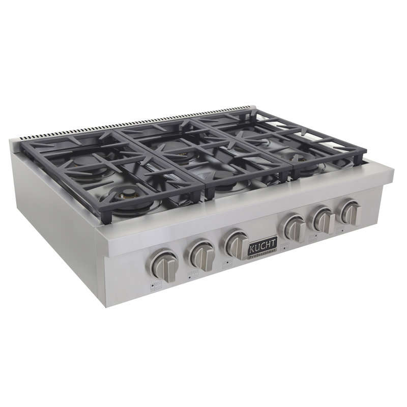 36" 6 Burner Cooktop, Classic Silver, Liquid Propane