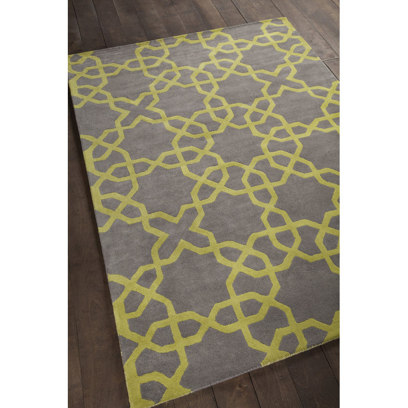 Tapis marocain en laine touffeté à la main gris et vert Acworth, 7 pi x 10 po