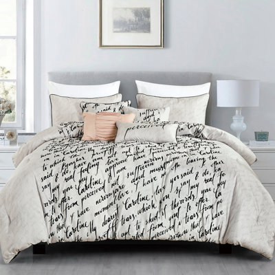  Édredon 7 pièces en microfibre beige