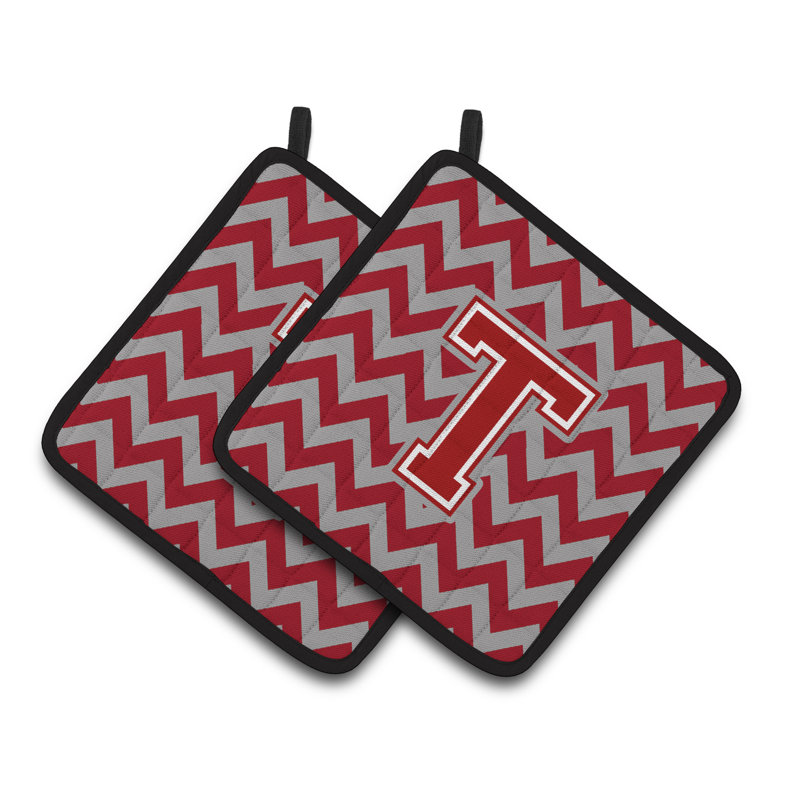 Poignée à chevrons, T, Rouge foncé / blanc