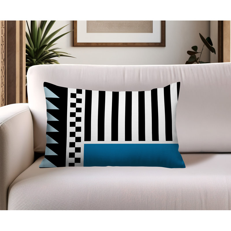 Oreiller rectangulaire réversible intérieur / extérieur Kaleido, Rectangulaire H 14 po x l 20 po, Turquoise