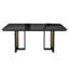 Table de salle à manger moderne 6 places avec accents dorés, noir et or
