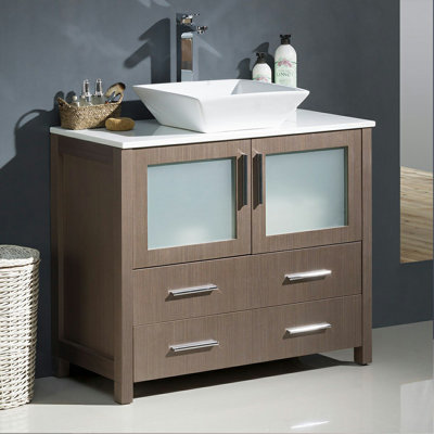 Fresca Torino 30"" Free-Standing Single Vessel Sink Bathroom Vanity Set -  FCB6236GO-CWH-V